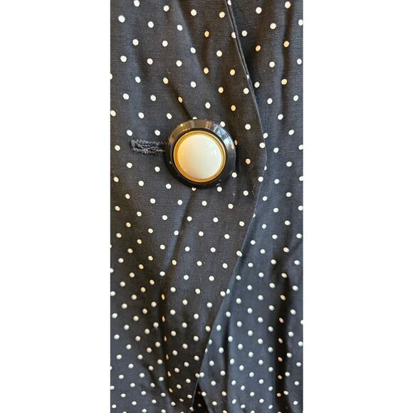 Vintage Women's Reina 2 Piece Polka Dot Jacket & Skirt Suit Church Size 12 Black - Picture 3 of 7